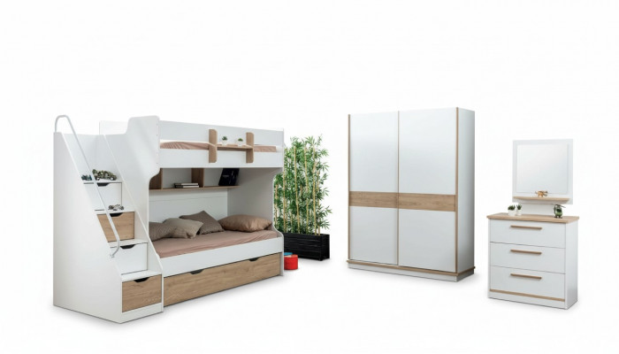 Hochbett Etage Bett Kommode Spigel Schlofkummer Spigel Miwwel Schaf 4tlg.