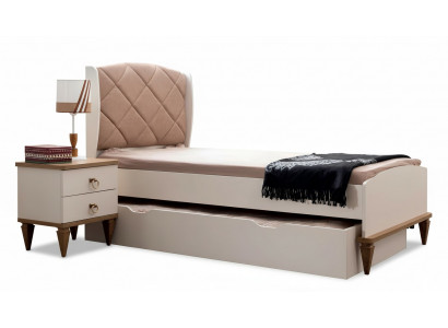 Kannerszëmmer Set Beige Kannerbett Nuetsdësch Jongeszëmmer Design Modern Nei 2 Deeler.