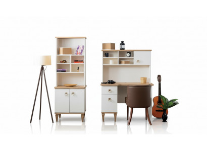 Bürosset Schreifdësch Beige Bicherregal Schreifdëscher Sekretär Design 2 Stéck Nei