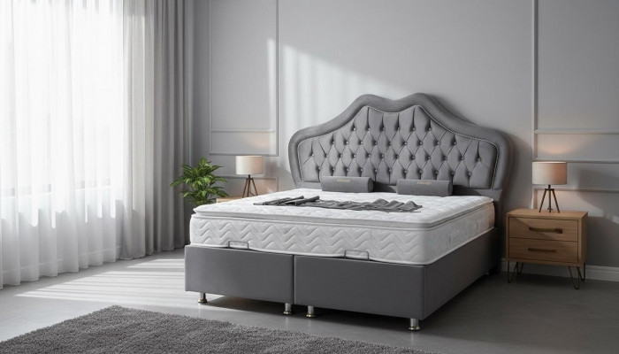 Bett Gro Duebelbett Boxspring Better Stil Stoff Chesterfield 160x200