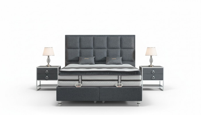 Schlofkummer Set Gro Bett Design Modern Luxus 2x Nuetsdëscher 3 Deeler