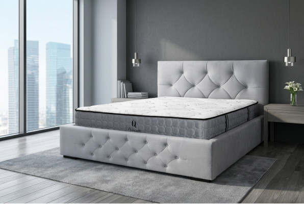 Bett Wäiss Modernen Design Stoff Polster Schlofkummer Duebelbett Holz Elegantes Nei
