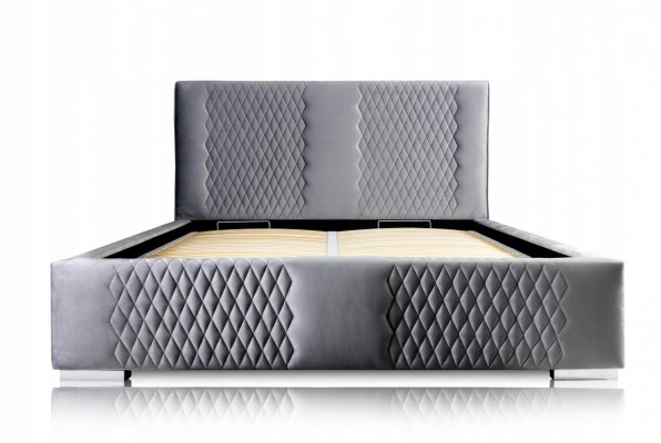 Bett Grau Duebelbett Modern Elegantes Bett Polster Stoff Schlofzëmmer Modern Neit