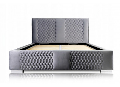 Bett Grau Duebelbett Modern Elegantes Bett Polster Stoff Schlofzëmmer Modern Neit