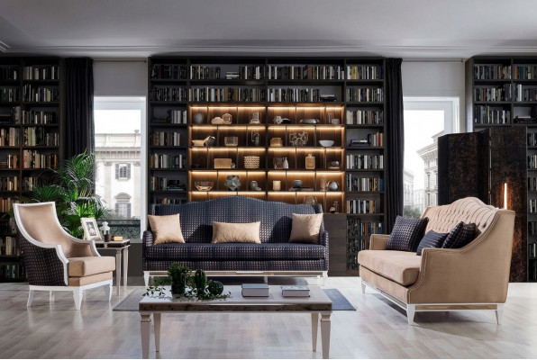 Modern Wunnzëmmer Sofagarnitur Polster Drëlëscher Designer Fauteuil 3-dëls.