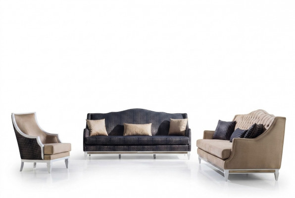 Modern Wunnzëmmer Sofagarnitur Polster Drëlëscher Designer Fauteuil 3-dëls.