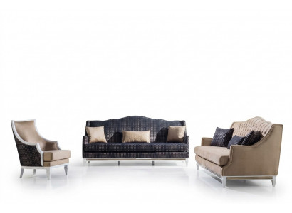 Modern Wunnzëmmer Sofagarnitur Polster Drëlëscher Designer Fauteuil 3-dëls.