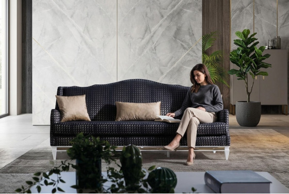 Designer Sofa 3-Sëtz Livingroom Sofas Gro Couchen Luxus Textilstoffen Nei