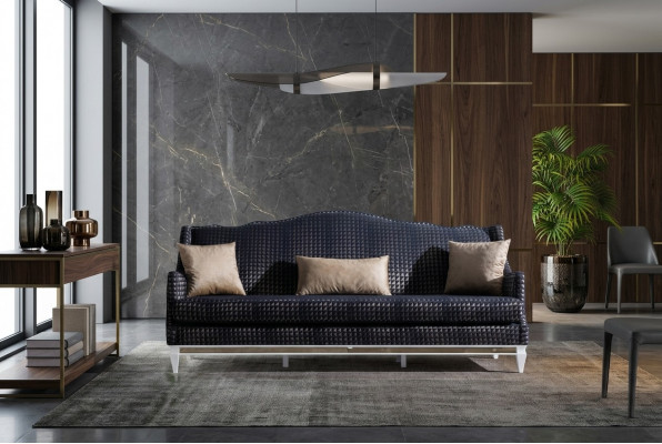 Designer Sofa 3-Sëtz Livingroom Sofas Gro Couchen Luxus Textilstoffen Nei