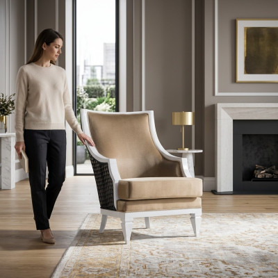 Hellbeia Concorde-Fauteuilsessel Einsitzer Holzrahmen Holz Liegendefauteuil