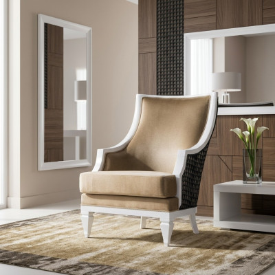 Hellbeia Concorde-Fauteuilsessel Einsitzer Holzrahmen Holz Liegendefauteuil