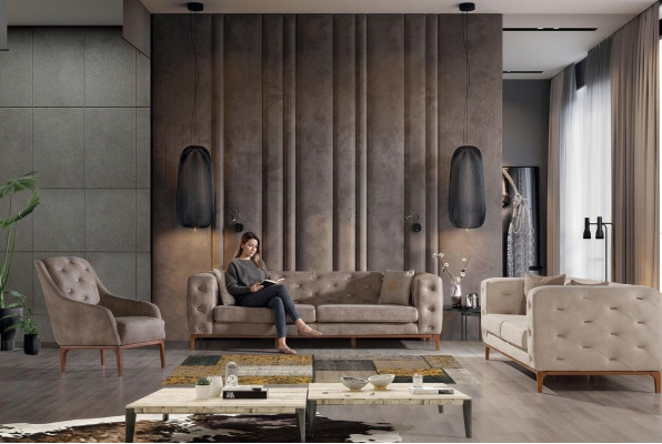 Chesterfield Design Sofa Polster Canapéë Modern Sofa-Suite 3+3+1 Set