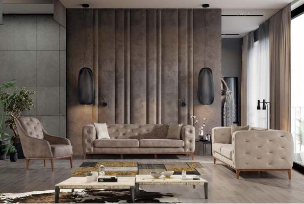 Chesterfield Design Sofa Polster Canapéë Modern Sofa-Suite 3+3+1 Set