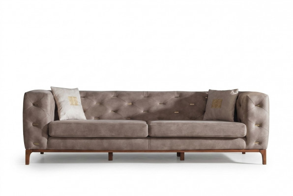 Canapé Canapé 3 Sëtz Polster Wunnzëmmer Canapé Designer Miwwelen Taupe Luxus