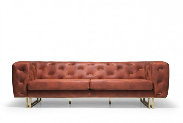 Chesterfield Textil Stoff Sofa Édlen Design Klassesch Miwwelen brong 3 Sëtzer