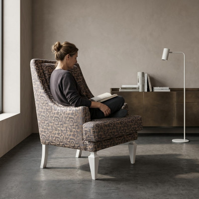 Braune Wohnzimmer Polstersëtz Designer Hotel Einsitzer Lounge Miwwelen