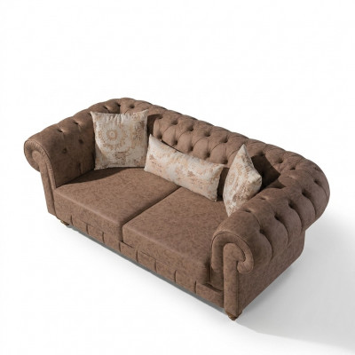 Stilvollen schockelbronge Chesterfield Zweesëtzer Designer 2-er 2-Sëtzer Canapé
