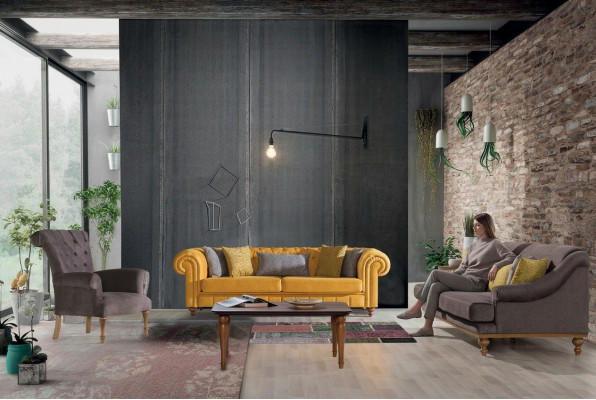 Stilvollt Sofa Set Designer Dräisëtzer Luxus Fauteuil Sofagarnitur 3tlg