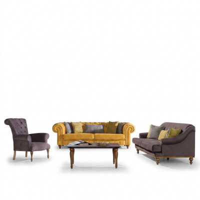 Stilvollt Sofa Set Designer Dräisëtzer Luxus Fauteuil Sofagarnitur 3tlg