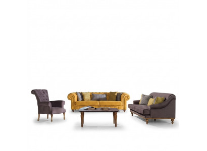 Stilvollt Sofa Set Designer Dräisëtzer Luxus Fauteuil Sofagarnitur 3tlg