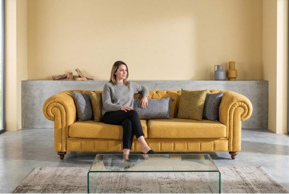 Sofa Canapé Polster Sofas Design Miwwelen 3 Sëtzer Dräisëtzer Chesterfield