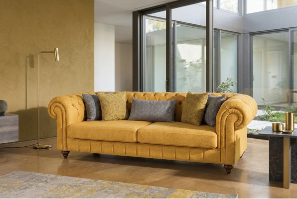 Sofa Canapé Polster Sofas Design Miwwelen 3 Sëtzer Dräisëtzer Chesterfield
