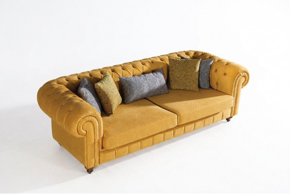 Sofa Canapé Polster Sofas Design Miwwelen 3 Sëtzer Dräisëtzer Chesterfield