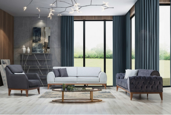 Modern Sofa Garnitur Designer Dräisëtzer Eenzëtzer Luxus 3-er Sesselen