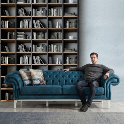 3-Sëtzer Polstersueleg Sofaen, Wunnzëmmer Couchen, Modernen Stil Designer Miwwelen Sofa