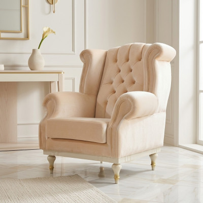 Wäissen Retro Sessel Chesterfield Einsëtzer Barsessel Wunnzëmmer 1-Sëtzer