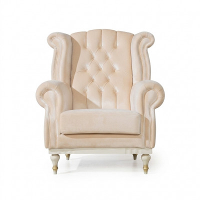 Wäissen Retro Sessel Chesterfield Einsëtzer Barsessel Wunnzëmmer 1-Sëtzer