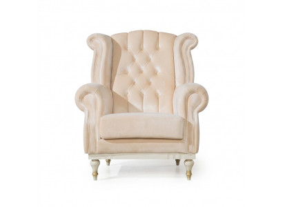 Wäissen Retro Sessel Chesterfield Einsëtzer Barsessel Wunnzëmmer 1-Sëtzer