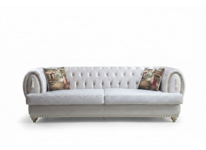 Wäissen Chesterfield Dräisëtzer Modern Sofa Stilvoll Wunnzëmmer Couche