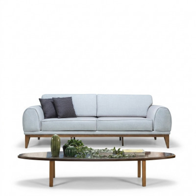 Grau Luxus Sofa Designer 3-Sëtzer Couch Wunnzëmmer 3-Sëtzer Lieder-Sofaen