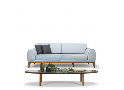 Grau Luxus Sofa Designer 3-Sëtzer Couch Wunnzëmmer 3-Sëtzer Lieder-Sofaen