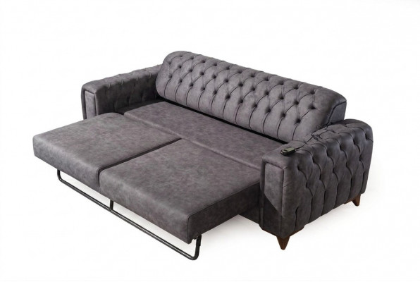 Dräisëtzer Sofa 3 Sëtzer Sofas Still Stoff Couche Miwwel Textil Faarf Gro