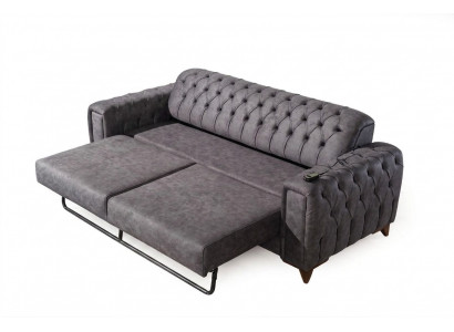 Dräisëtzer Sofa 3 Sëtzer Sofas Still Stoff Couche Miwwel Textil Faarf Gro