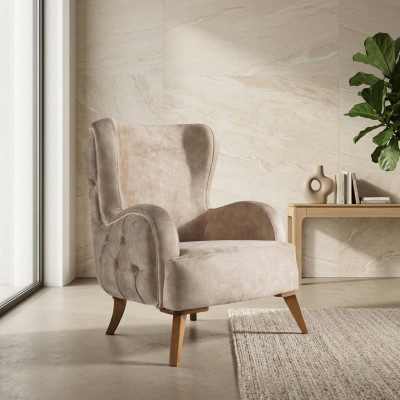 Textilpolster Still Couch Sofa Sëtz Luxus Faarweg Relax Beige Chesterfield Nei