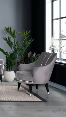 Fauteuil Eenpersoun-Sofa Wunnzëmmer Textilstoff Miwwelen Faarf Gro
