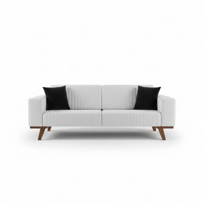 Modern gepolstert Dräisëtzer Canapé Miwwelen Wäiss Samett Textil