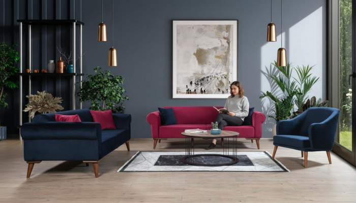 Sofagarnitur 3+3+1 Sëtz Design Sofa Polster Sofas Canapé Modern 3 Deeler