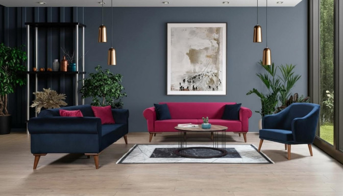 Sofagarnitur 3+3+1 Sëtz Design Sofa Polster Sofas Canapé Modern 3 Deeler
