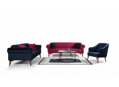 Sofagarnitur 3+3+1 Sëtz Design Sofa Polster Sofas Canapé Modern 3 Deeler