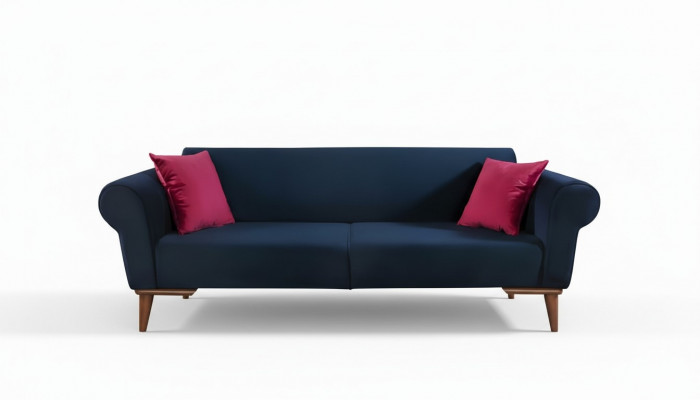 Moderne Sofa 3-Sëtzer Textil Couch Dräisëtzer Polster Miwwel Stoff