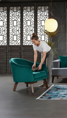 Dräifaltiger Luxus Polster Miwwelen Wunnzëmmer Einsëtzer Dräifaltiger Textil neie gréng Faarf
