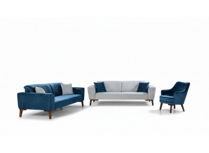 Sofa Garnitur 3+3+1 Plaz Komplett Sofa Sesselen Textil Sofa Set 3 Stéck
