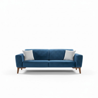 Blo Couch Dräisëtzer Sofa Elegant Sëtzmiwwel Wunnzëmmer Samt