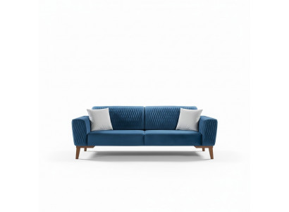 Blo Couch Dräisëtzer Sofa Elegant Sëtzmiwwel Wunnzëmmer Samt