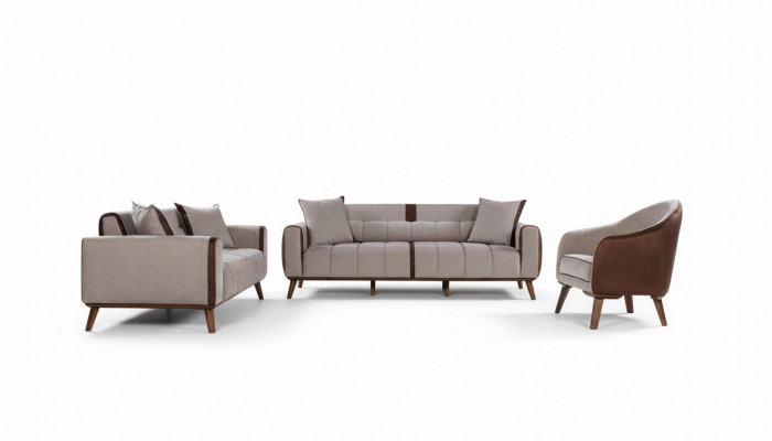 Canapéset 3+3+1 Sëtz Sofas Polster Miwwelen Couchen Textil Grupp