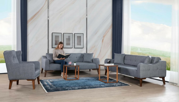 Sofagarnitur 3+3+1 Set Komplett Garnitur Sofa Fautteuil Textil 3 Deeler